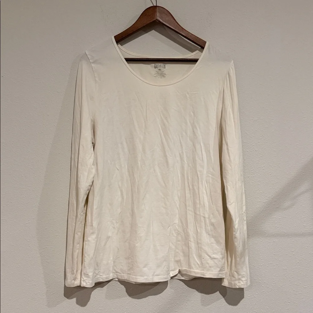 Duluth Trading Co Cream Long Sleeve Crew Tee - Picture 2 of 3